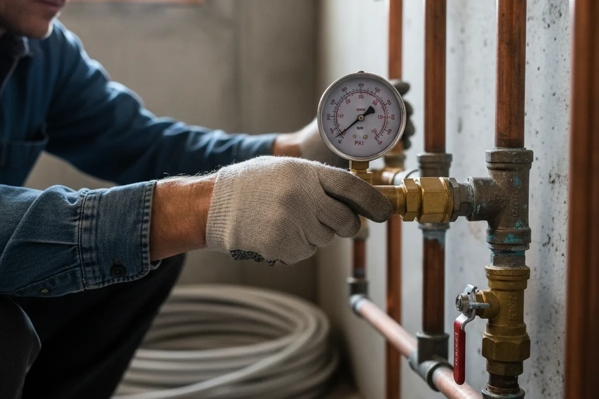 Pressure testing a repaired line during Water Line Repair in Mamaroneck